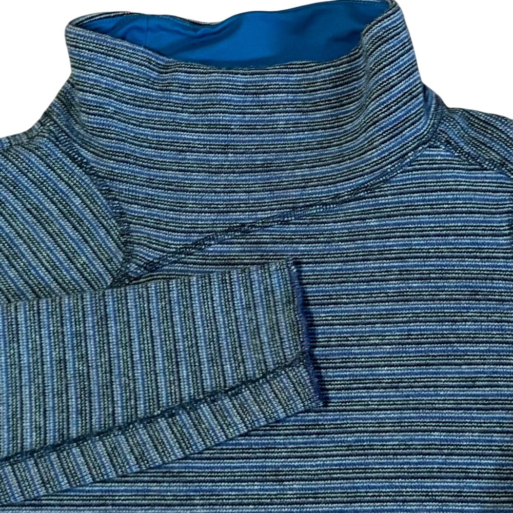 Mountain Hardwear Funnel Neck Pullover Womens S/P Blue Striped Wool Blend OL3732